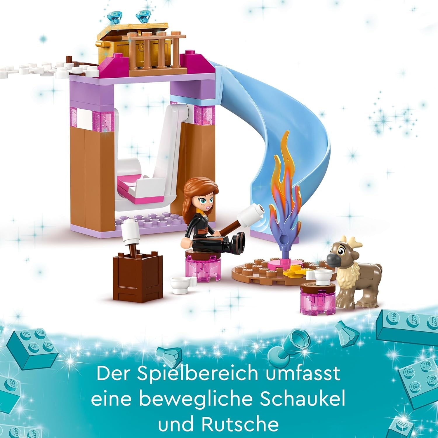 LEGO Disney Frozen Palacio de Hielo de Elsa, Castillo de la Reina de Hielo, muñeca de juguete de la Princesa ELSA y Anna, además de 2 figuras de animales, fantástico regalo para niñas y niños de 4 años 43238 Juegos de construcción Besuche den LEGO-Store