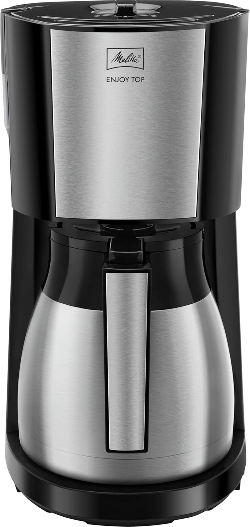 Melitta Enjoy Top Therm - Cafetera espresso con filtro y jarra térmica en acero inoxidable, para hasta 10 tazas de café, negro/acero inoxidable
