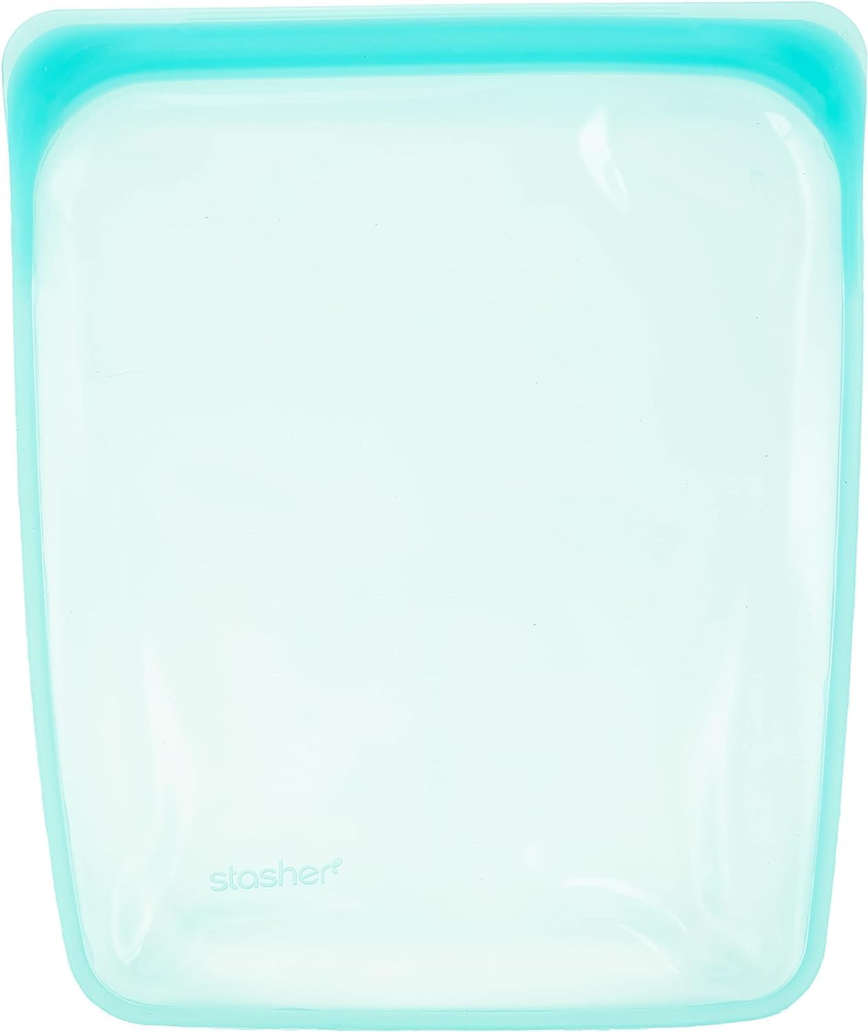 Bolsa Stasher Bolsa de comida reutilizable de silicona premium de medio galón Azul Durable Horno Lavavajillas Congelador Bolsa de almuerzo ecológica Preparación de alimentos 1893 ml Cajas de almacenamiento de alimentos Naty Shop Aqua