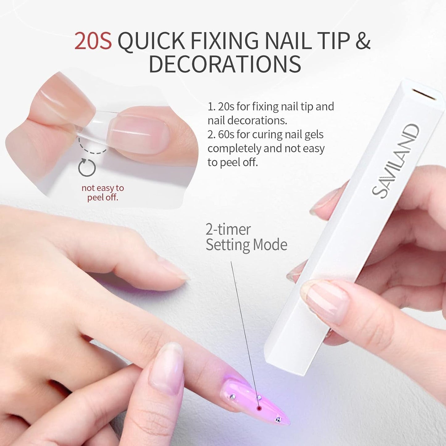 Saviland U V Lampe Für Gelnägel: Mini U V Lampe Für NägelSchützen Sie Die Haut Wiederaufladbar Klein LED Nagellack Trocknergerät Für Nagellack Aufbaugel Nail Tips Nagelkleber Geschenke para mujeres