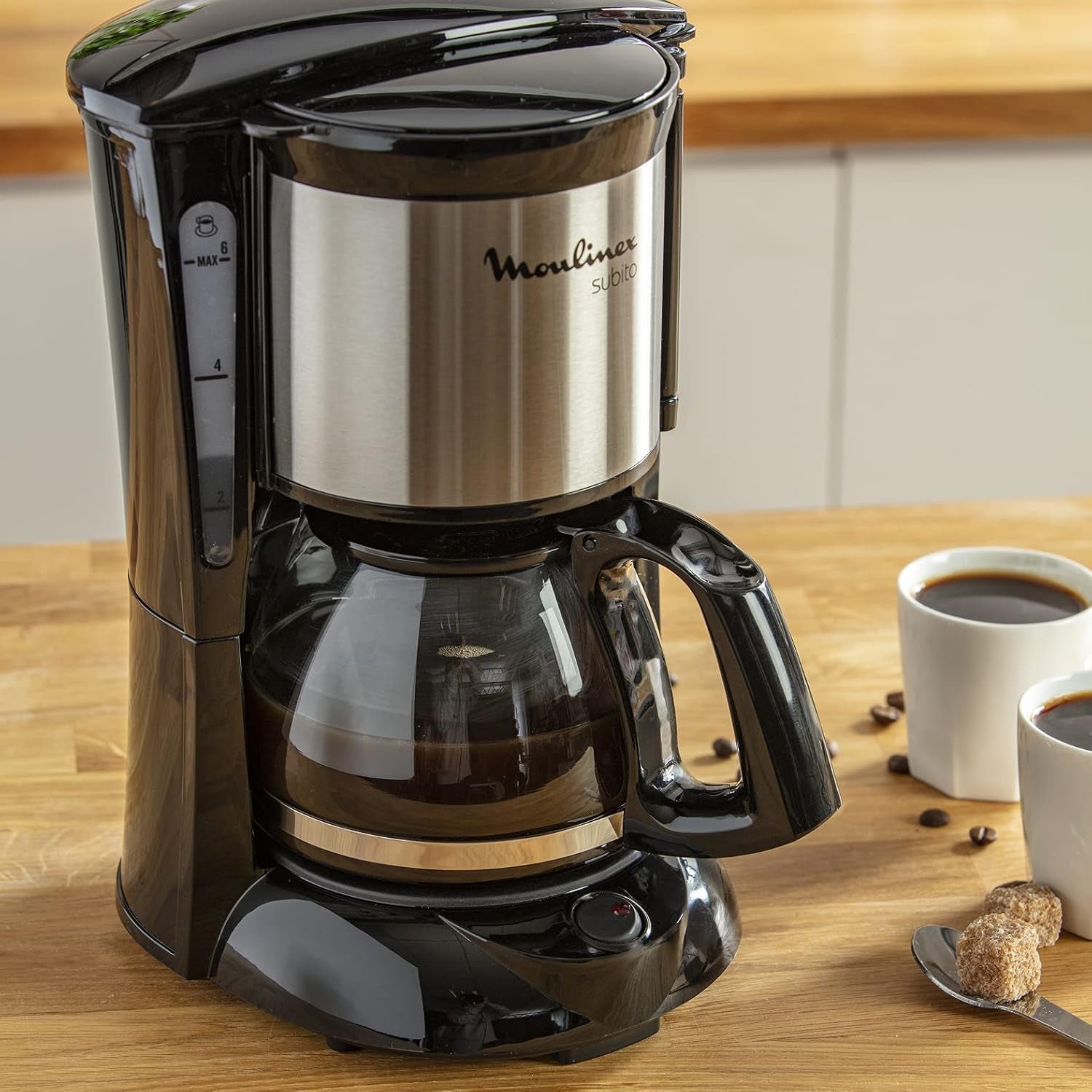 FG150813 Cafetera Subito, 6 tazas, Negro/Acero inoxidable