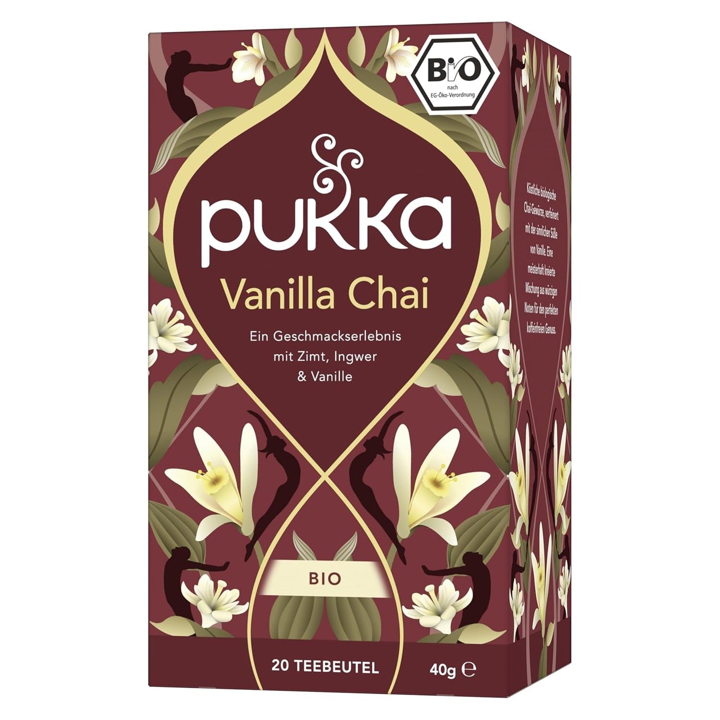 Pukka | Mezcla de tés aromatizados orgánicos "Vanilla Chai" | Canela, jengibre y vainilla | Tea for a treat with natural sweetness | Paquete de 1 | 20 bolsitas de té