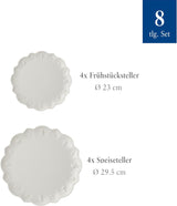 Villeroy & Boch Toy's Delight Royal Classic Vajilla de 8 piezas, Apta para lavavajillas y microondas, Blanco, Platos, Vajilla para 4 personas, Vajilla navideña, Juguetes, Porcelana Premium