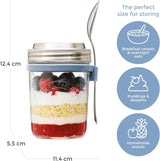 Tarro de desayuno Kilner con cuchara / 350 ml, Ø 9,5 cm / 5 piezas | vaso de muesli para llevar / no tóxico / recipiente de vidrio con tapa para muesli, gachas y yogur / recipiente para avena durante la noche Naty Shop Food Storage Boxes
