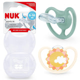 NUK Chupete Space Baby de 6 a 18 meses, aberturas extra grandes para pieles sensibles, silicona sin BPA, patrón de cebra, paquete de 2