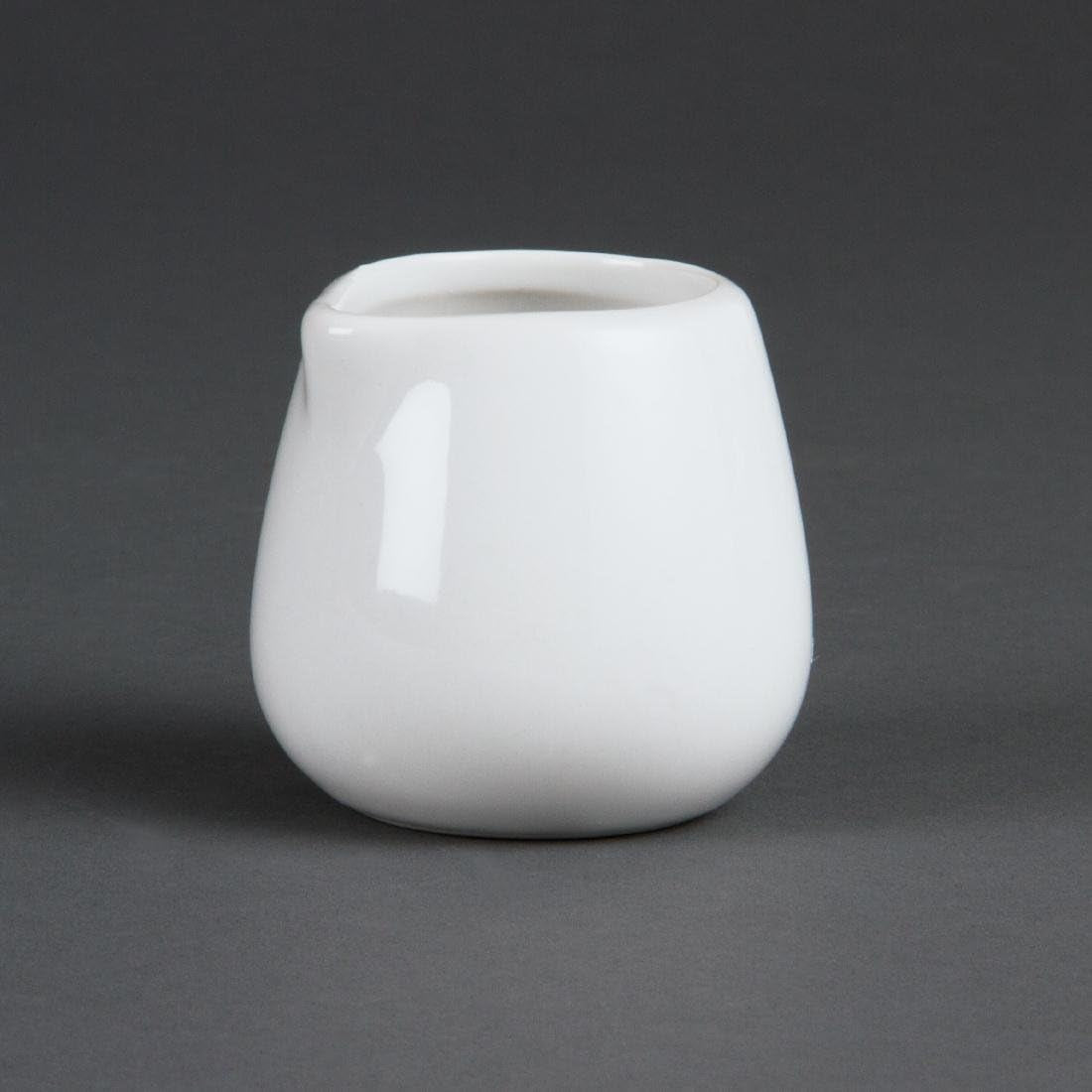 Olympia Whiteware Jarras pequeñas para servir 43 ml/1,5 oz (paquete de 12), porcelana blanca - Jarra sin asas ideal para leche, crema, salsas, salsa - Apta para lavavajillas/microondas, cafetería en casa, restaurante, C203