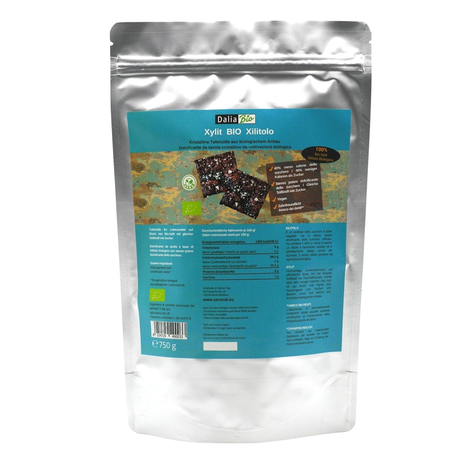 Bio Xilitol Bio | Aus Biologischer Landwirtschaft | 40% menos calorías Zahnfreundlich | Ideal Zum Kochen Und Backen, 750 G Edulcorantes Naty Shop Título predeterminado