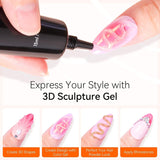 Makartt 3D Nail Art Gel - Gel de pegamento de diamantes de imitación 15G para llaveros de uñas, gel multifuncional para escultura de uñas para diseño de uñas DIY, escultura de uñas modelado de uñas en casa (transparente)