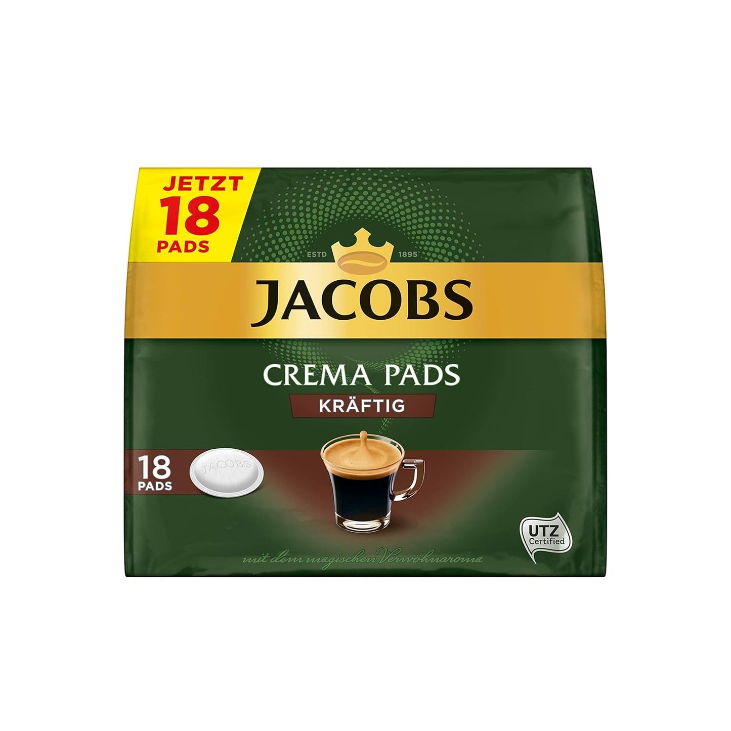 Kräftig Cream Pads, 90 Kaffeepads compatibles con Senseo UTZ-zertifiziert, paquete de 5, 5 x 18 Getränke & Cream Pads, 90 Kaffeepads compatibles con Senseo UTZ-zertifiziert, 5er Pack, 5 x 18 Getränke