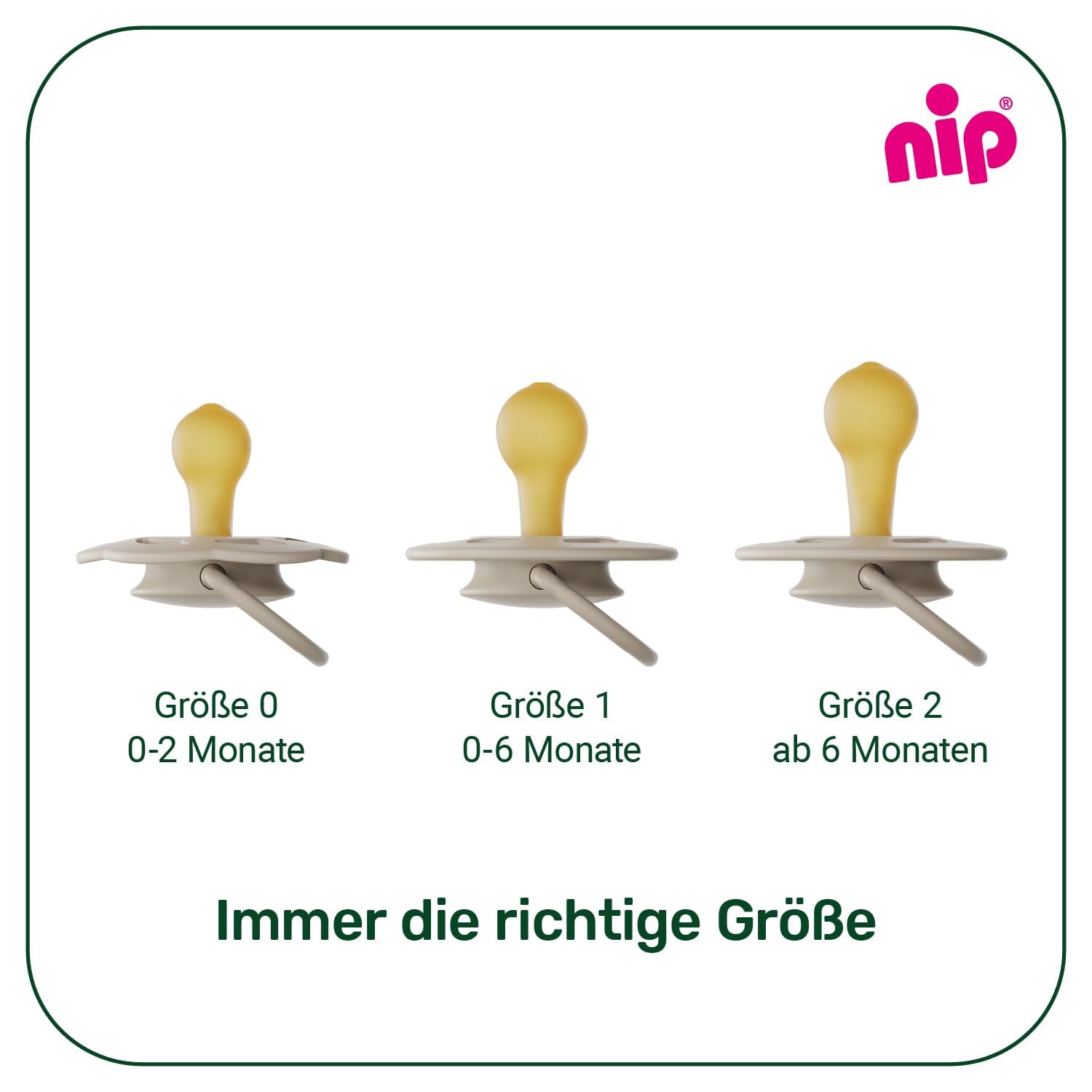 nip - Verde cereza | 0-6 meses | Paquete de 4 | Chupete para bebé, apto para lactancia y dentición. Chupete sostenible, elaborado con materias primas naturales, verde claro/marrón