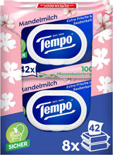 Toallitas higiénicas húmedas Tempo ''Gentle & Sensitive'' - Megapack - 16 paquetes de 42 toallitas cada uno - Duo Packs - Aloe Vera natural - Papel higiénico, dermatológicamente probado, neutro para la piel