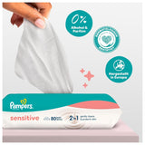 Toallitas húmedas Pampers Sensitive, 6 paquetes de 80 toallitas = 480 toallitas, sin perfume, para una limpieza suave y delicada