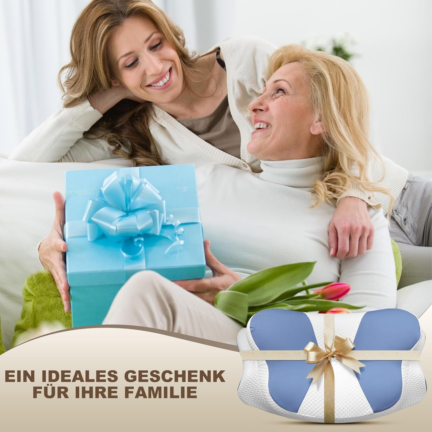Almohada ergonómica para dormir de lado - Almohada para el cuello Almohada de apoyo para el dolor de cuello y hombros Almohada ortopédica de espuma viscoelástica para el cuello para dormir boca abajo y de lado con soporte para el cuello Almohadas ortopédicas cervicales Naty Shop