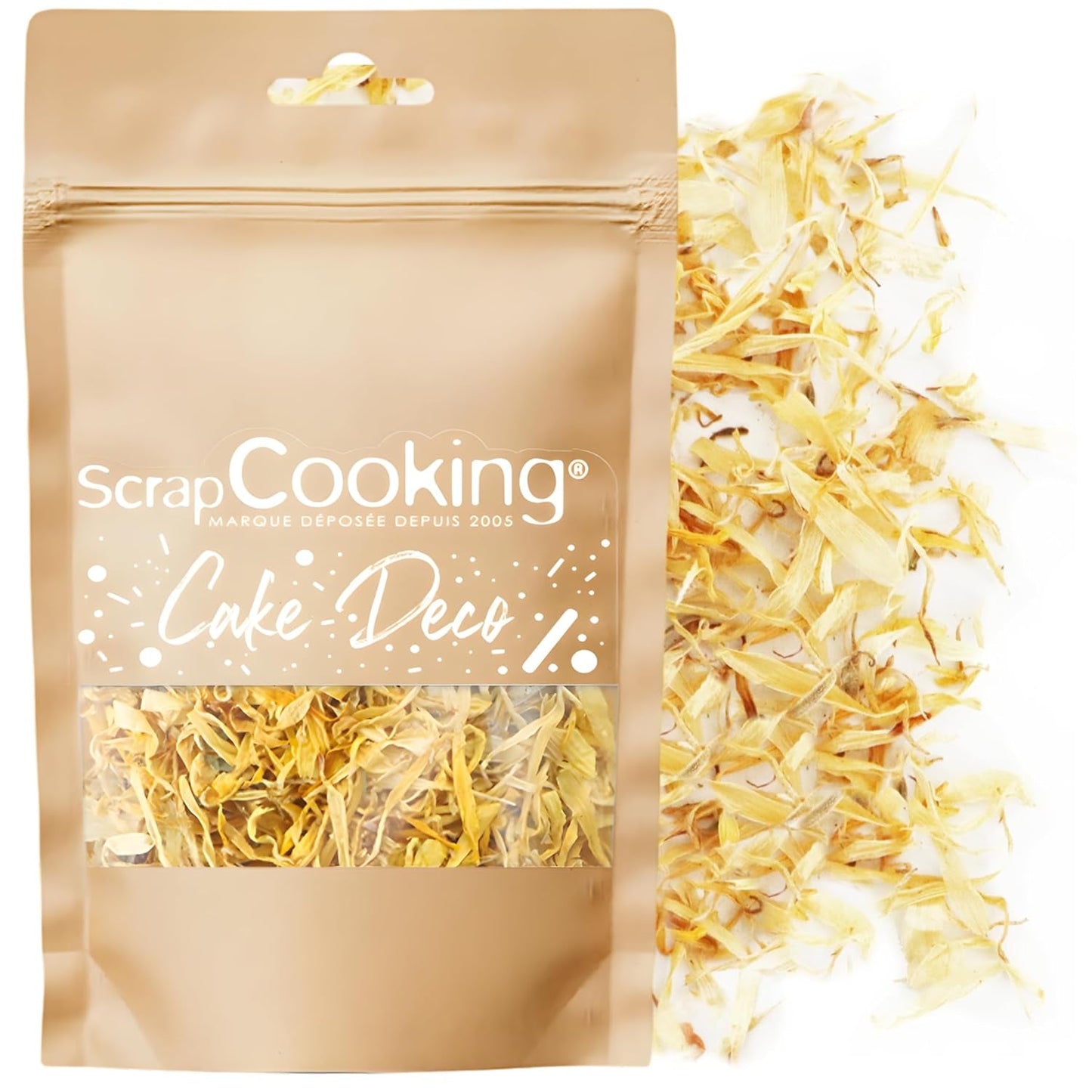 ScrapCooking - Caléndulas secas 3,5 g - Flores comestibles - Decoraciones alimentarias para hornear - Para postres, pasteles, tartas, magdalenas - Navidad, primavera, cumpleaños - Amarillo dorado - 7471