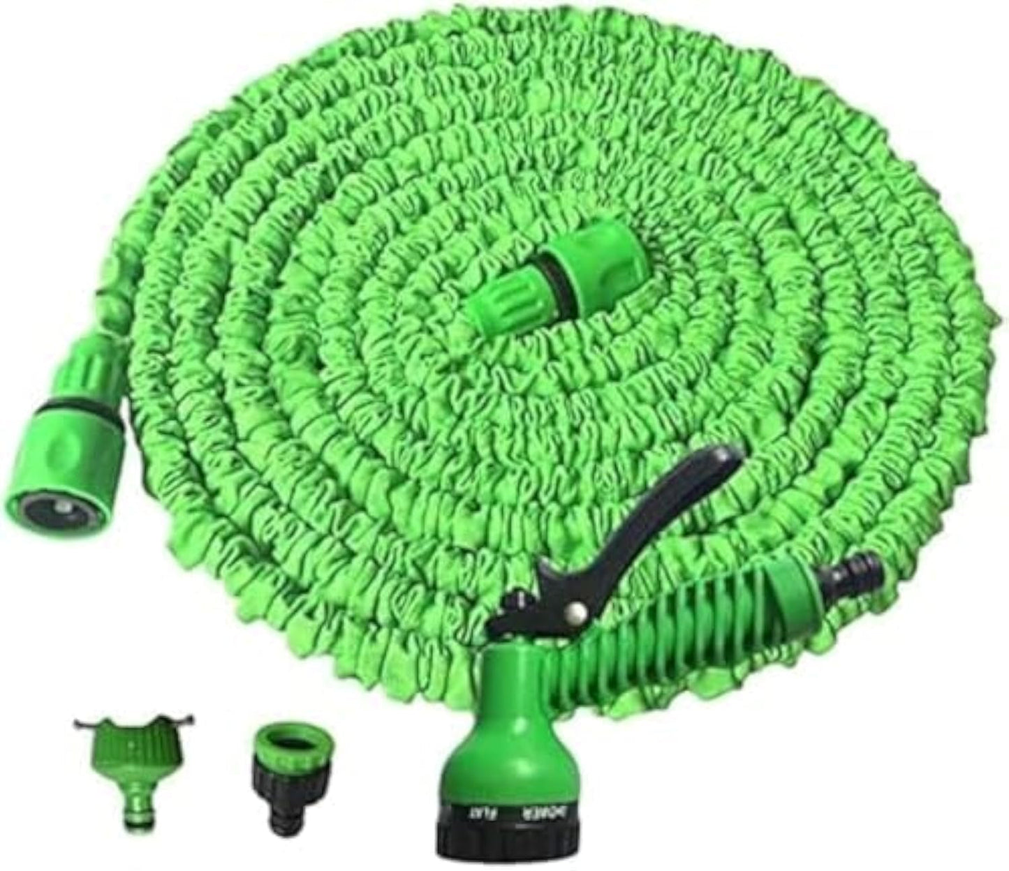 Manguera de jardín flexible 15m verde, plástico/goma, boquilla rociadora de 7 vías, 8 bar, 0,68 kg, 1 pieza