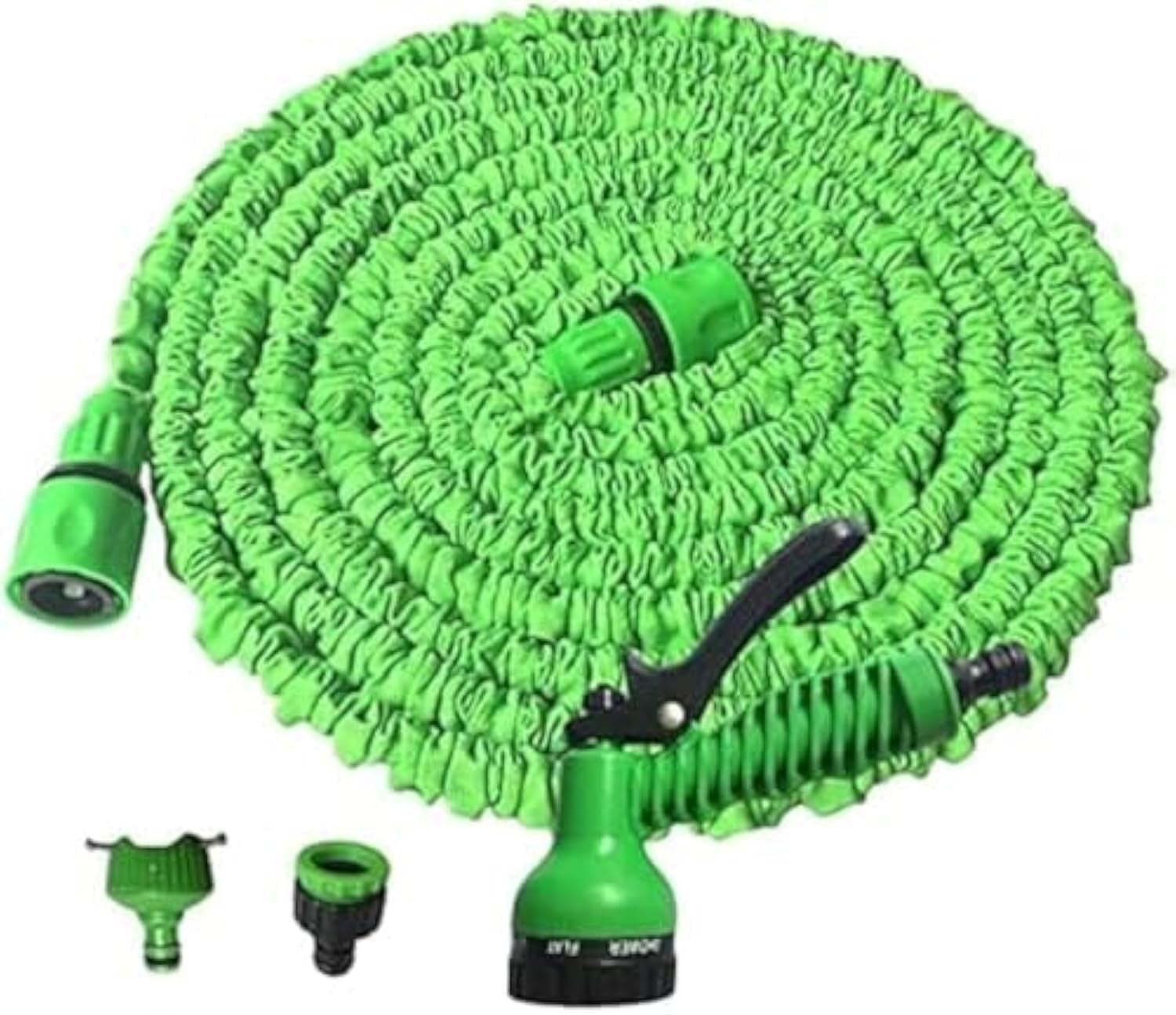 Manguera de jardín flexible 15m verde, plástico/goma, boquilla rociadora de 7 vías, 8 bar, 0,68 kg, 1 pieza