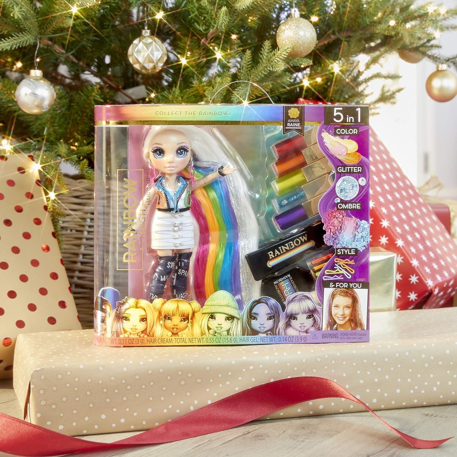 Rainbow High Hair Studio - Exclusivo juego de muñeca Amaya Raine con pelo largo para peinar - Incluye tiza lavable, cepillo para el pelo y accesorios - Regalo para niños a partir de 6 años
