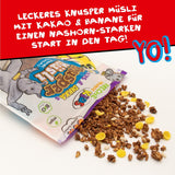 FRECHE FREUNDE KIDS, Bobs & DIKKAs Muesli crujiente de plátano y cacao, Muesli crujiente de chocolate para niños, bajo en azúcar, sin aditivos, 100% vegano, 6 piezas (6 x 280 g)