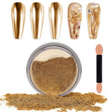 Chrome Nagel Pulver Spiegel Effekt Metallic Staub Holographische Glitter Glasierte Maniküre Dekoration Reflektierendes Pigment para DIY Gel Polish Nail Art, Harz Handwerk, Geschenke Für Gold
