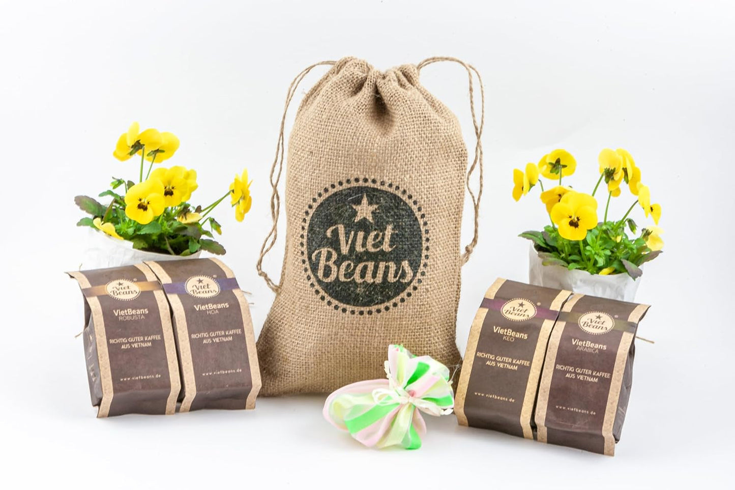 Kaffee Geschenk für Kaffeeliebhaber - Kaffeesack Yute - Vier Sorten exotischer Kaffee im Jutesack - Weihnachten Geschenkidee - Geschenk für Kaffeetrinker - Ganze Bohne