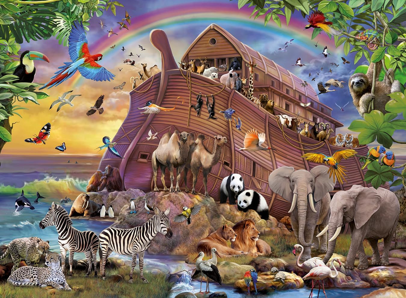Puzzle para niños Ravensburger - 10038 Unterwegs Mit Der Arche - Arca de Noé Puzzle para niños a partir de 7 años, con 150 piezas en formato XXL Puzzle Naty Shop