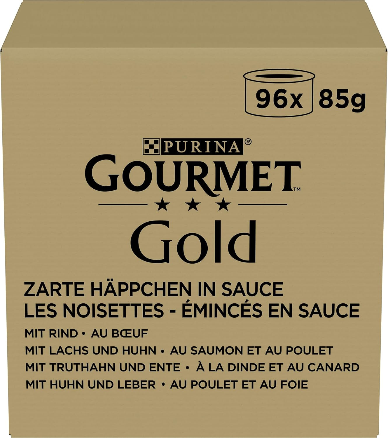 Comida húmeda para gatos Gourmet Gold Tender Bocados en salsa, mezcla surtida, paquete de 96 (96 x 85 g)