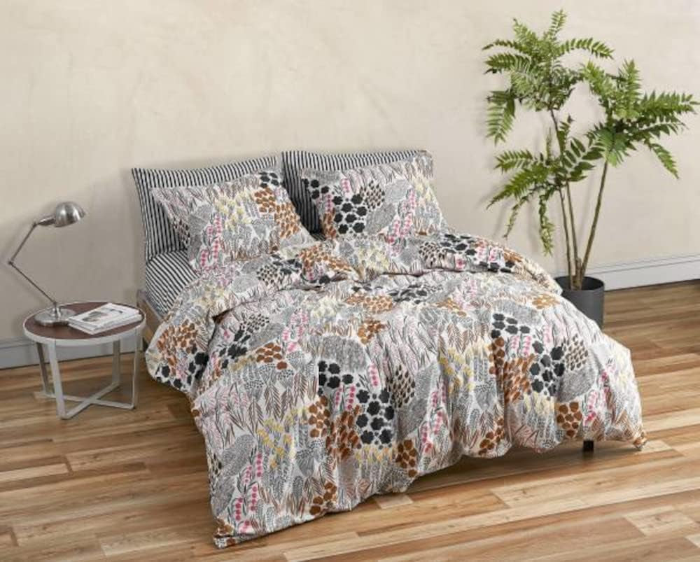 MARIMEKKO Juego de ropa de cama Queen, ropa de cama de percal de algodón con fundas de almohada a juego, decoración del hogar durante todo el año (Pieni Letto, multicolor, cama tamaño queen) Naty Shop Edredones y edredones