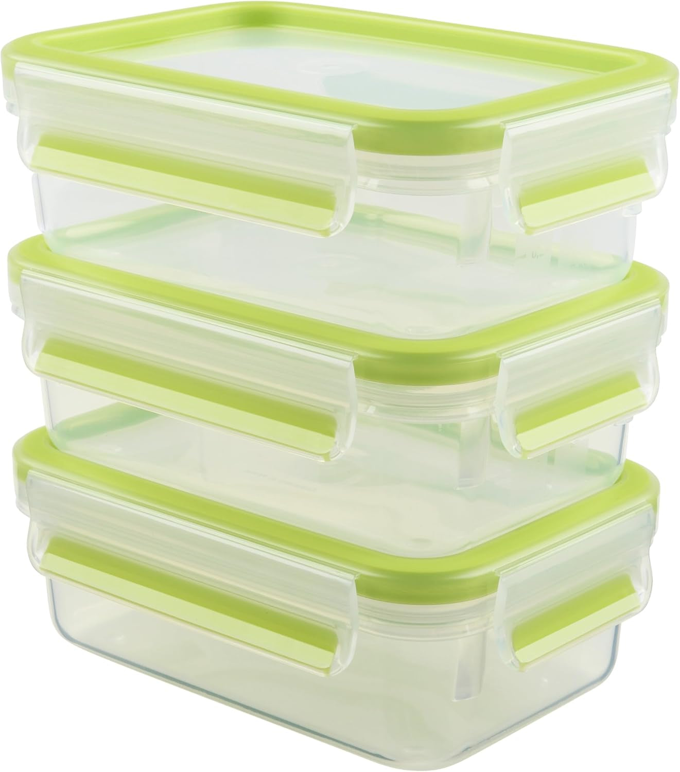 Emsa 515585 Clip y cierre para alimentos | Juego de 3 piezas | plástico | transparente / verde | 0,55 / 1 / 2,2 litros Cajas para conservar alimentos Naty Shop Verde 0,55 L