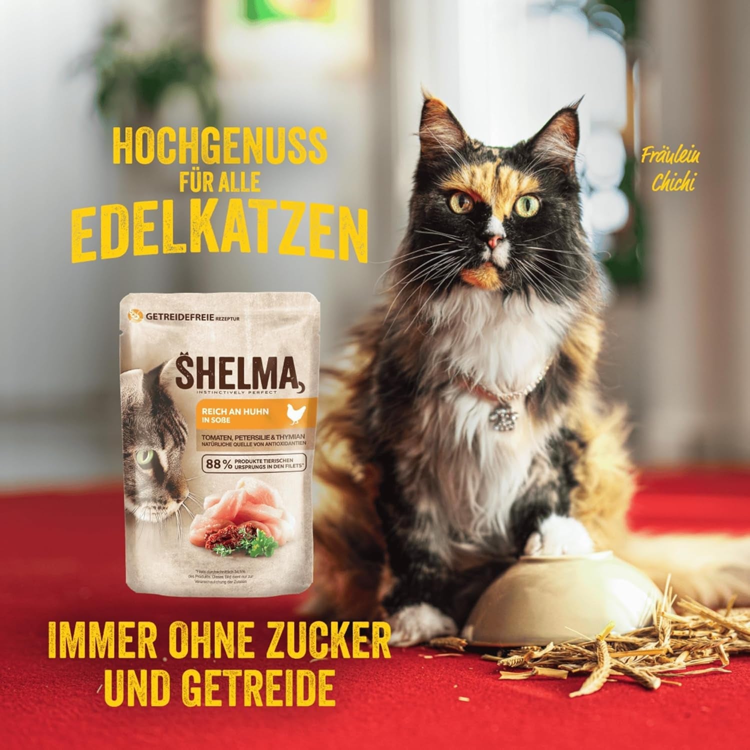 Shelma Comida húmeda para gatos Megapack con ternera, pavo, pollo y pato - Alimento completo sin cereales con alto contenido en carne - 40 x 85 g (3,4 kg)