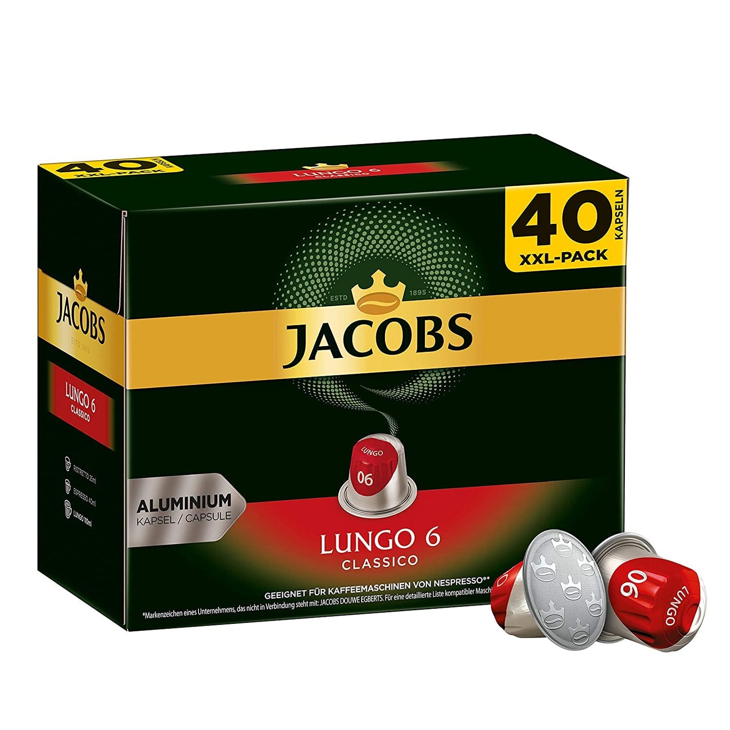 Kaffeekapseln Lungo Classico (nur für kurze Zeit) Megapack XXL y Kaffeekapseln Lungo Decaffeinato- Intensität 6-200 Kapseln compatibles con Nespresso, paquete de 10, 10 x 20 paquetes