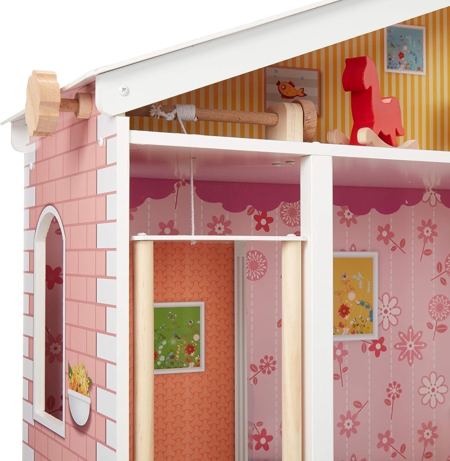 Amazon Basics Casa de muñecas de madera de 4 niveles y muebles, accesorios para muñecas de 12" Naty Shop Casas de muñecas