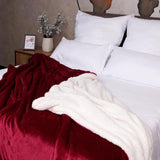 Komfortec acogedora manta 150X200 Cm, manta polar mullida con certificado Oeko-Tex, cálida manta sherpa para el sofá, manta gruesa para el sofá, color burdeos Camas y mantas Besuche den Komfortec-Store