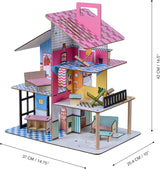 Olivia's Little World 360 Casa de muñecas de madera para niños, muñecas de 3,5" y 12 accesorios, multicolor TD-13260C