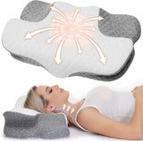 Wellsync Almohada para el cuello Almohada ergonómica Almohada de espuma viscoelástica Almohada ortopédica para personas que duermen de lado Personas que duermen boca arriba Personas que duermen boca abajo Dolor de cuello Blanco Gris Almohadas ortopédicas cervicales Naty Shop Título predeterminado