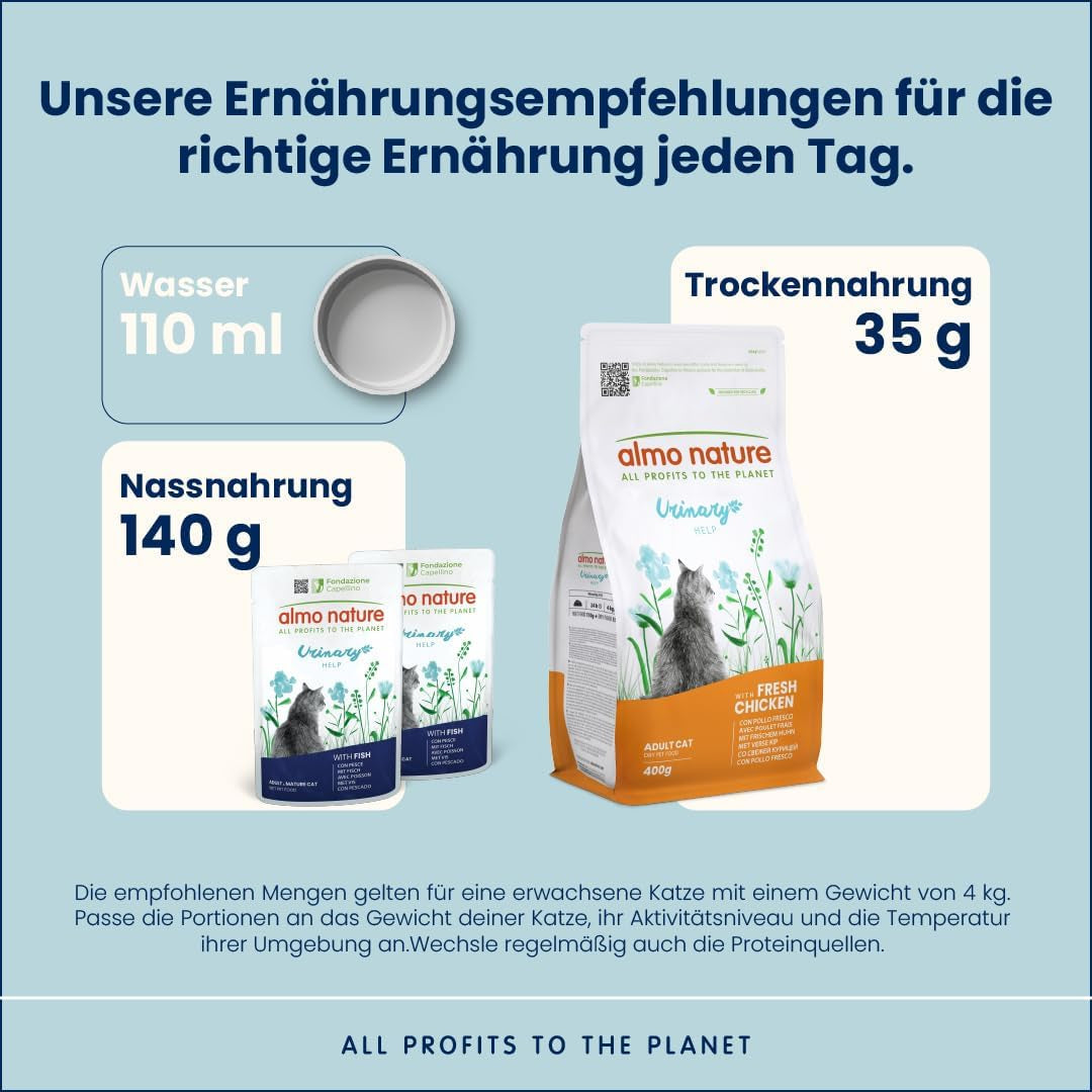 Almo Nature Functional Urinary Help - Nassfutter für ausgewachsene Katzen mit Fisch - Unterstützung für die Gesundheit der Harnwege - 30 bolsas de 70 g