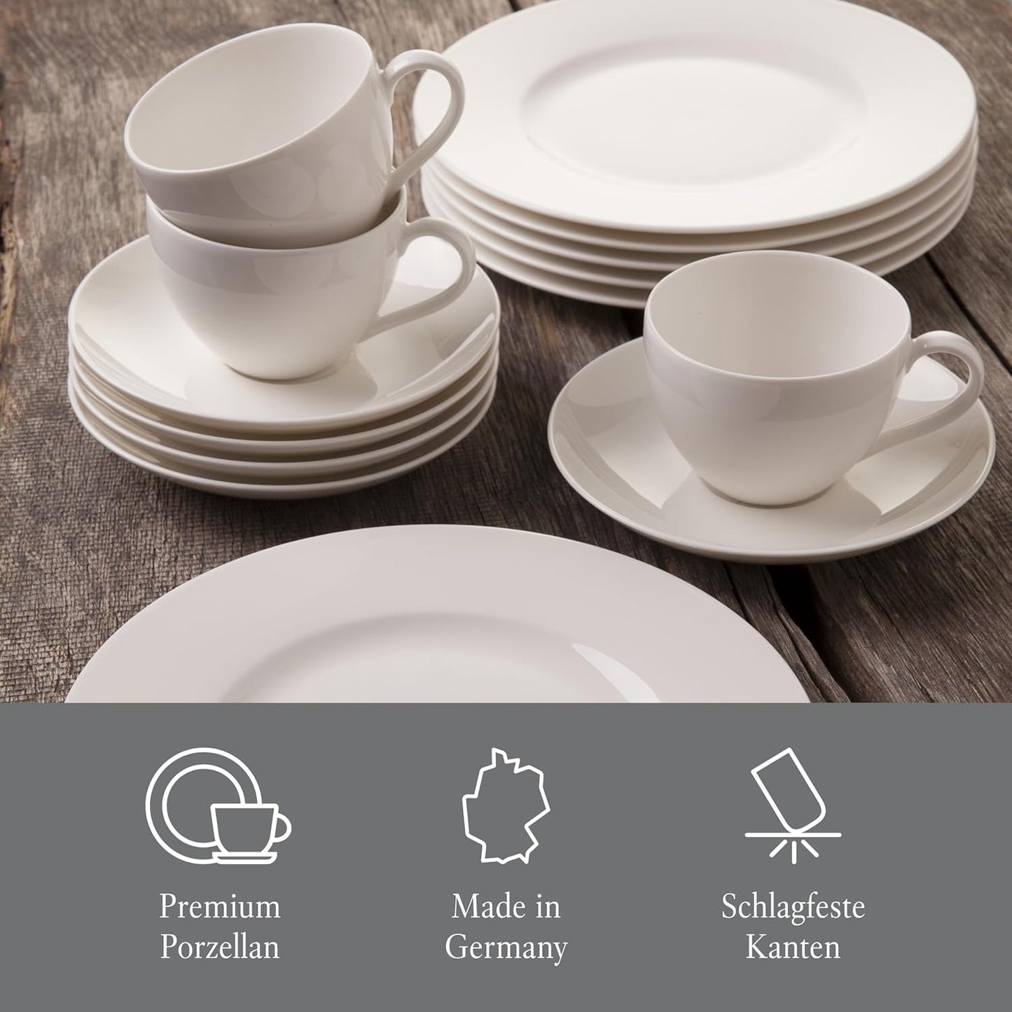 vivo - Villeroy & Boch Group - Vajilla Basic Blanco 30 piezas, apta para lavavajillas y microondas, Vajilla blanca, Juego de café, Cerámica, Platos, Tazas, Porcelana premium