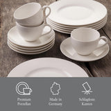 vivo - Villeroy & Boch Group - Vajilla Basic Blanco 30 piezas, apta para lavavajillas y microondas, Vajilla blanca, Juego de café, Cerámica, Platos, Tazas, Porcelana premium