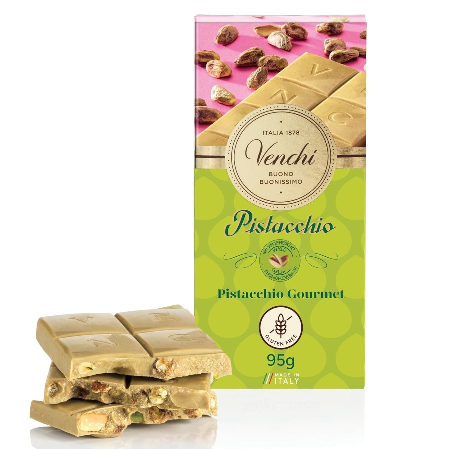 Venchi - Barrita de Avellanas Saladas, Avellanas, Almendras y Pistachos Salados, 95g, con "Avellanas del Piamonte", Sin Gluten, Sin Colorantes Artificiales y Sin Conservantes