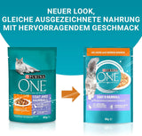 PURINA ONE Coat and Hairball Comida húmeda para gatos en salsa con pollo, paquete de 26 (26 x 85 g)