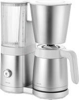 ZWILLING ENFINIGY Cafetera espresso de filtro con jarra de cristal de 1,5 l, cafetera espresso con caldera de acero inoxidable, función de floración y descalcificación inteligente, plástico, plata
