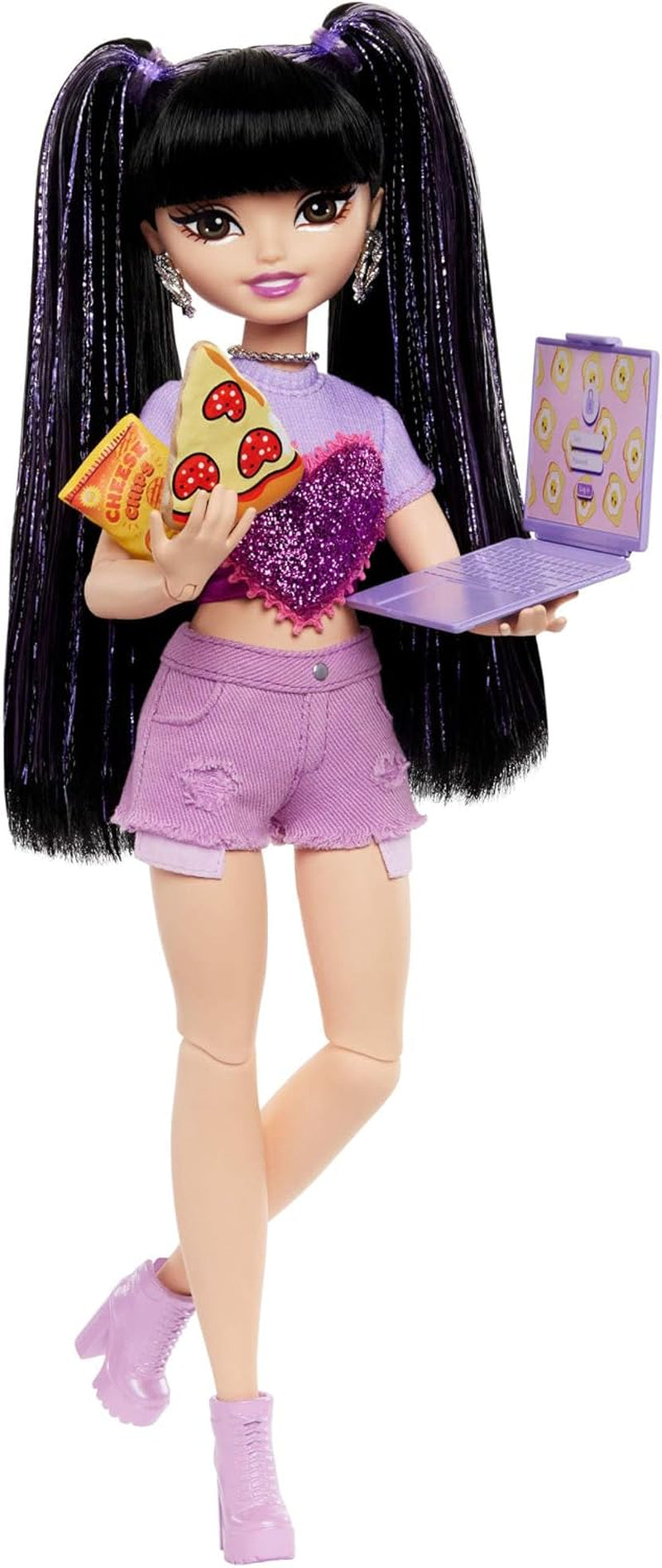 Muñeca Barbie Dream Besties y Accesorios, Muñeca Teresa Fashion Móvil con Cabello Castaño y Pinzas para el Cabello, Tema de Videojuego de 10 Piezas, HYC23 Naty Shop Muñecas Video y Comida