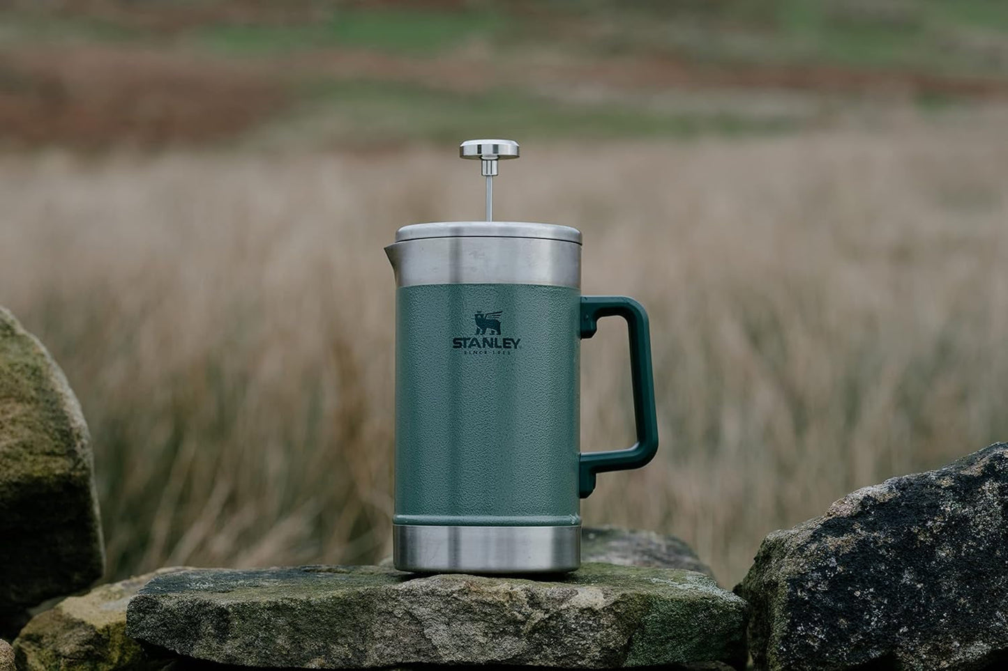 Prensa de café STANLEY Classic Stay Hot 1,4 L Hammertone Green - Mantiene el café caliente durante 4 horas - Mínimo sedimento - Prensa de café de acero inoxidable integrada - Sin BPA - Apto para lavavajillas
