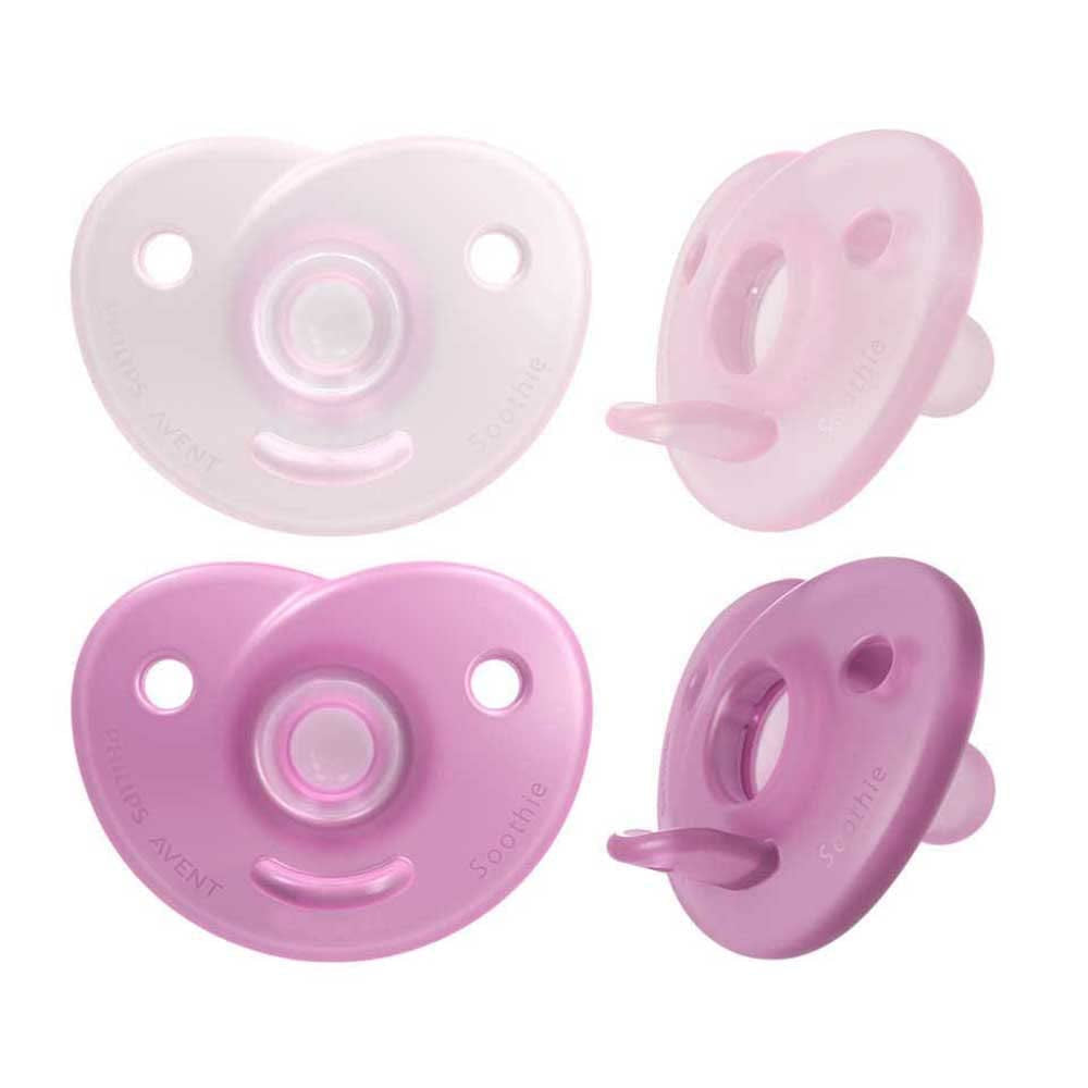 Philips AVENT Soothie - Chupete sin BPA para bebés de 0 a 6 meses, rosa/rosa claro (modelo SCF099/22)