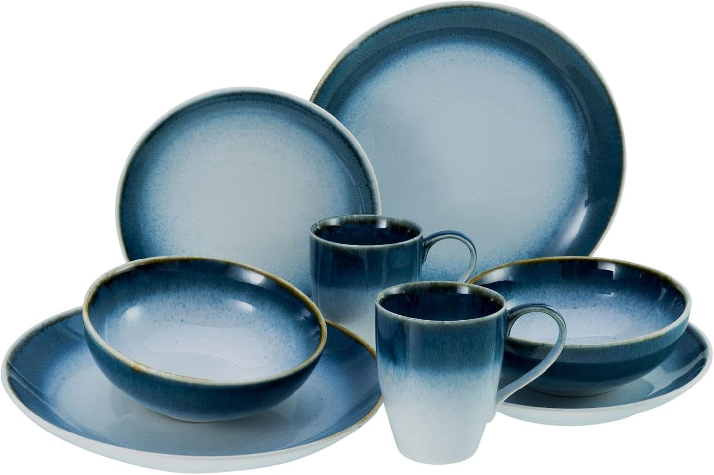 Creatable 23788 Cascade Series Juego de vajilla de 8 piezas para 2 personas Servicio combinado de porcelana Apto para lavavajillas y microondas Fabricación de calidad