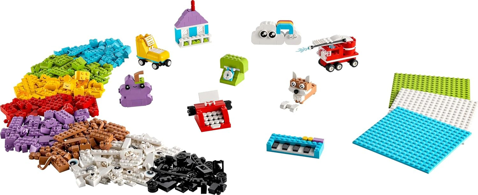 Set creativo LEGO Classic para construir y jugar - set con ladrillos de colores - construye una casa, un perro, un coche divertido, un teclado de piano y un arcoíris - set de manualidades para niños y niñas a partir de 5 años Juegos de construcción Besuche den LEGO-Store