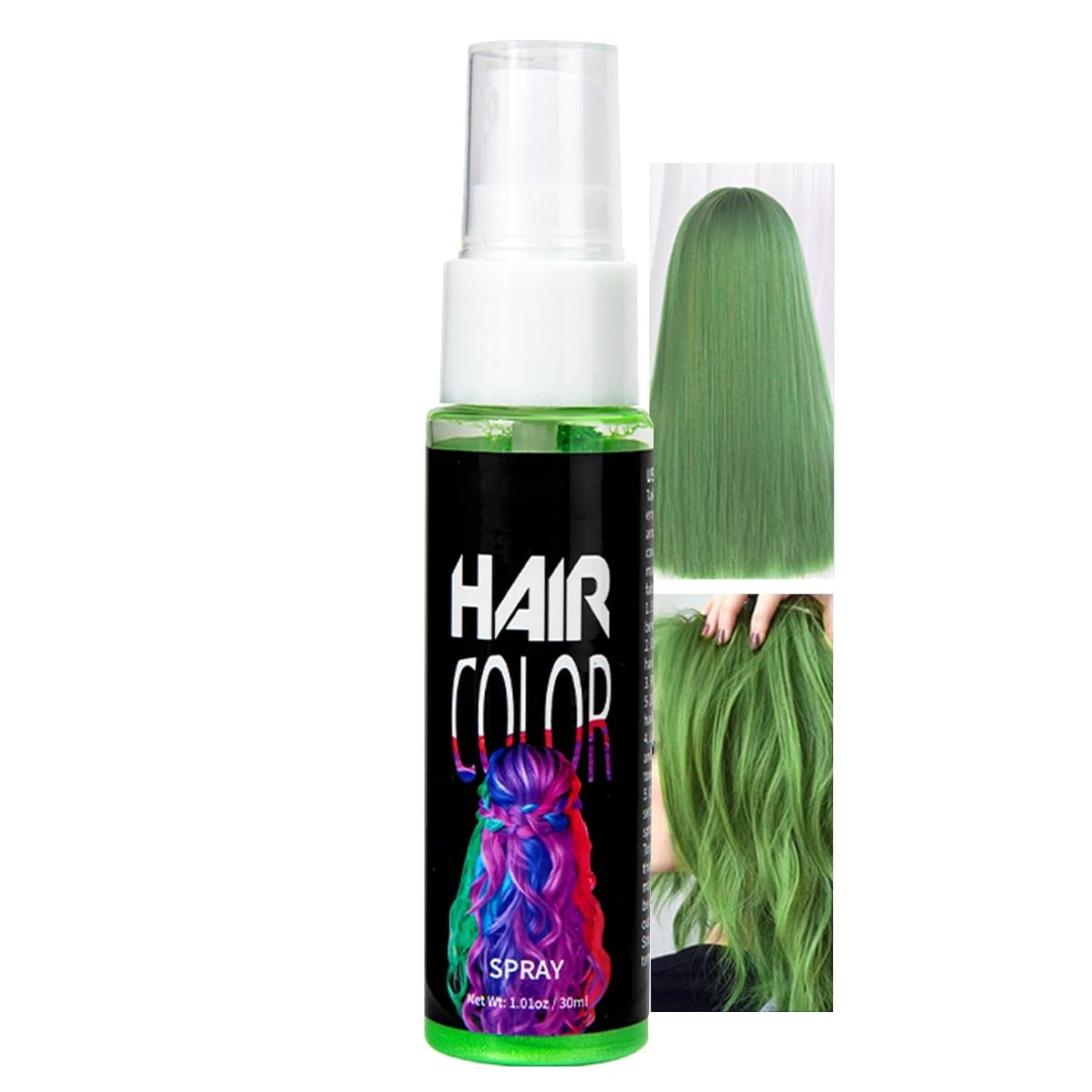 Color en Spray para el Cabello, Tinte Temporal en Spray Rojo, Tinte para el Cabello de Color Rojo, Tinte para el Cabello Lavable, Spray de Color Rojo Vivo, Tinte para el Cabello Instantáneo, Tinte para el Cabello para Carnaval, Halloween, Cosplay, Fiesta Naty Shop Tinte para el Cabello Verde 30 Ml (1 Paquete)