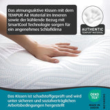 TEMPUR Comfort Air Almohada para dormir Mediana, Almohada transpirable para cualquier posición al dormir, FABRICADO OEKO-TEX en VERDE, firmeza media, 40 X 80 Cm Naty Shop almohadas estándar