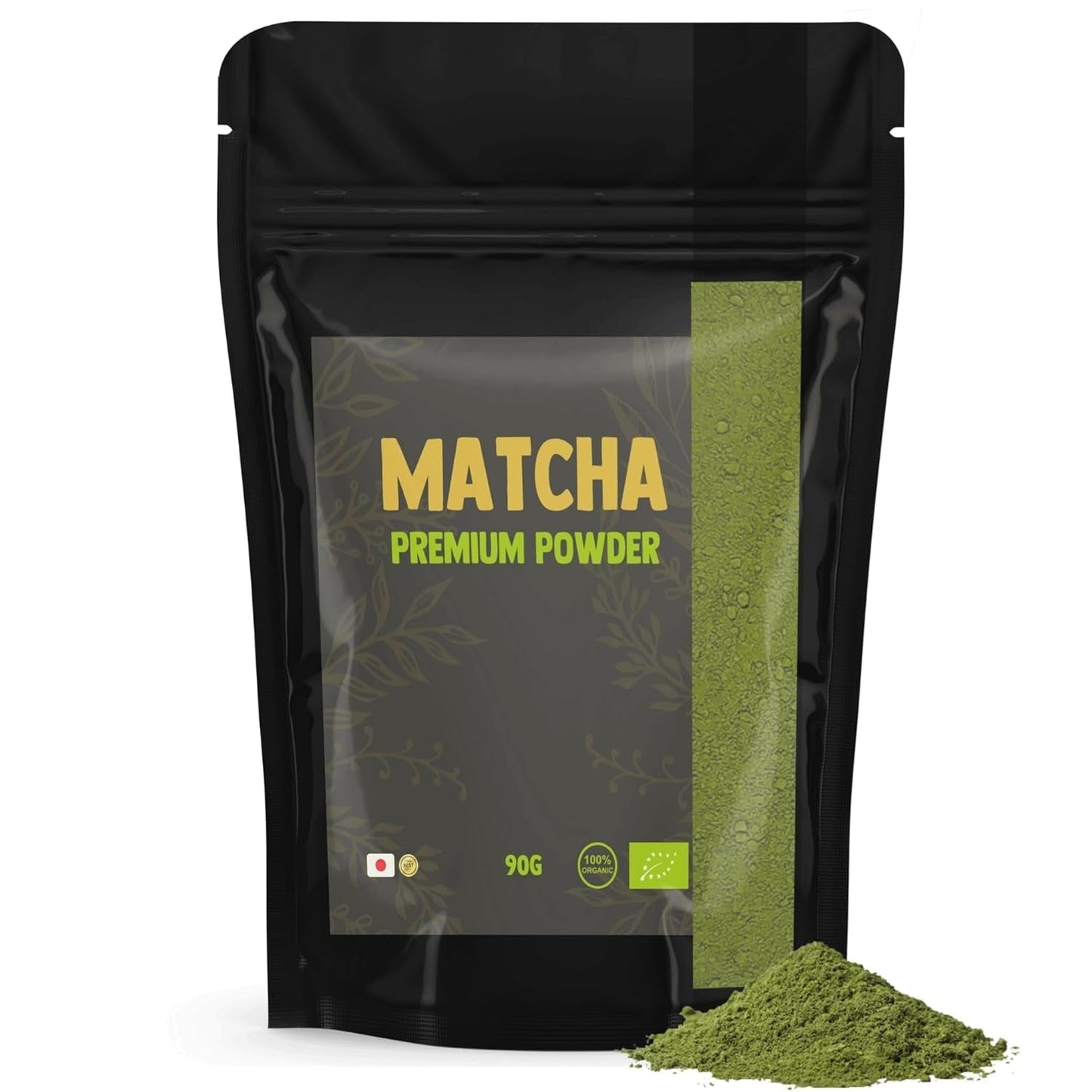 Cupplement Matcha 90 gramos orgánico - Té verde en polvo de la más alta calidad - Sin batidor ni alambre de bambú - Culunario - Set para principiantes - Latte - Batidor - Japón - Polvo - Té - Alambre - Bolsa - Batido