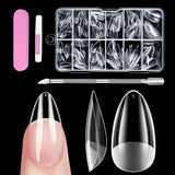Uñas cortas de cubierta completa, 120 piezas, 12 tamaños, puntas de uñas cortas para uñas de gel, pegamento en uñas artificiales, pegamento en lima de uñas, pulidor de uñas, empujador de cutículas