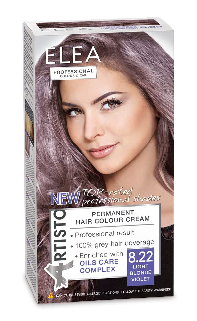 Color & Care coloración permanente 120ml, resultado profesional, cubriente de canas, enriquecido con complejos de cuidado en aceite-Color de larga duración (10.1 Rubio súper claro ceniza) Tinte Naty Shop 8.22 Rubio violeta claro